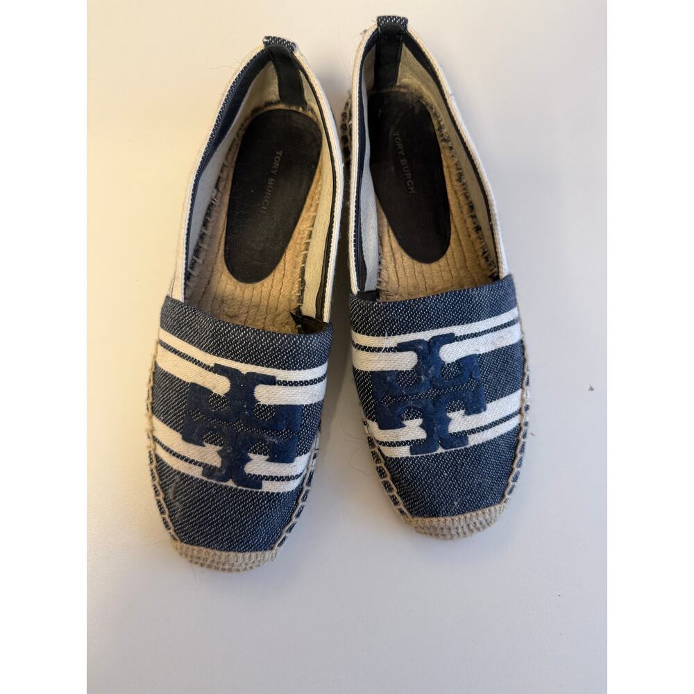 Tory Burch Double T Monogram Jacquard Espadrille Flat Tan/Natural Size 9M